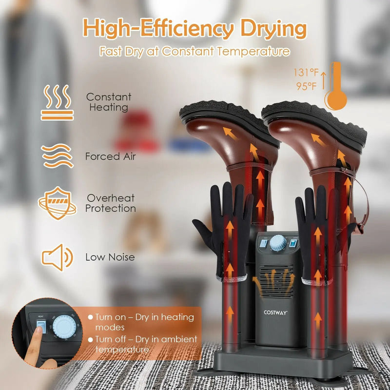 Electric Shoe Boot Dryer 4 Shoes with 180 Mins Timer Ozone Disinfection by DirectDeals