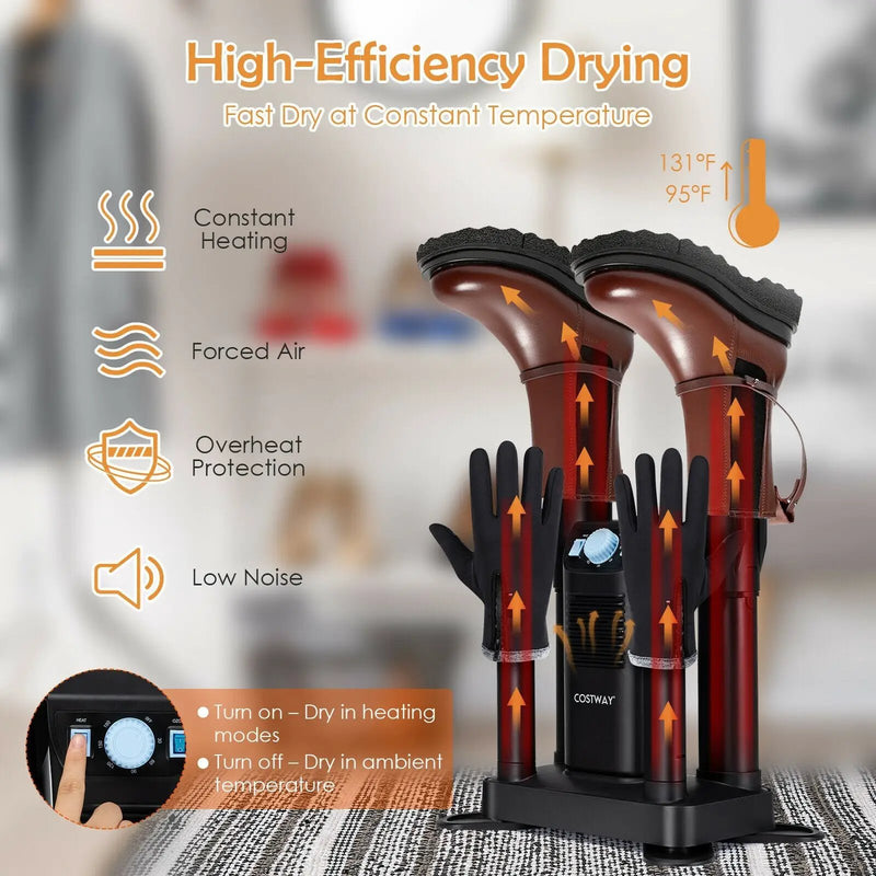 Electric Shoe Boot Dryer 4 Shoes with 180 Mins Timer Ozone Disinfection by DirectDeals