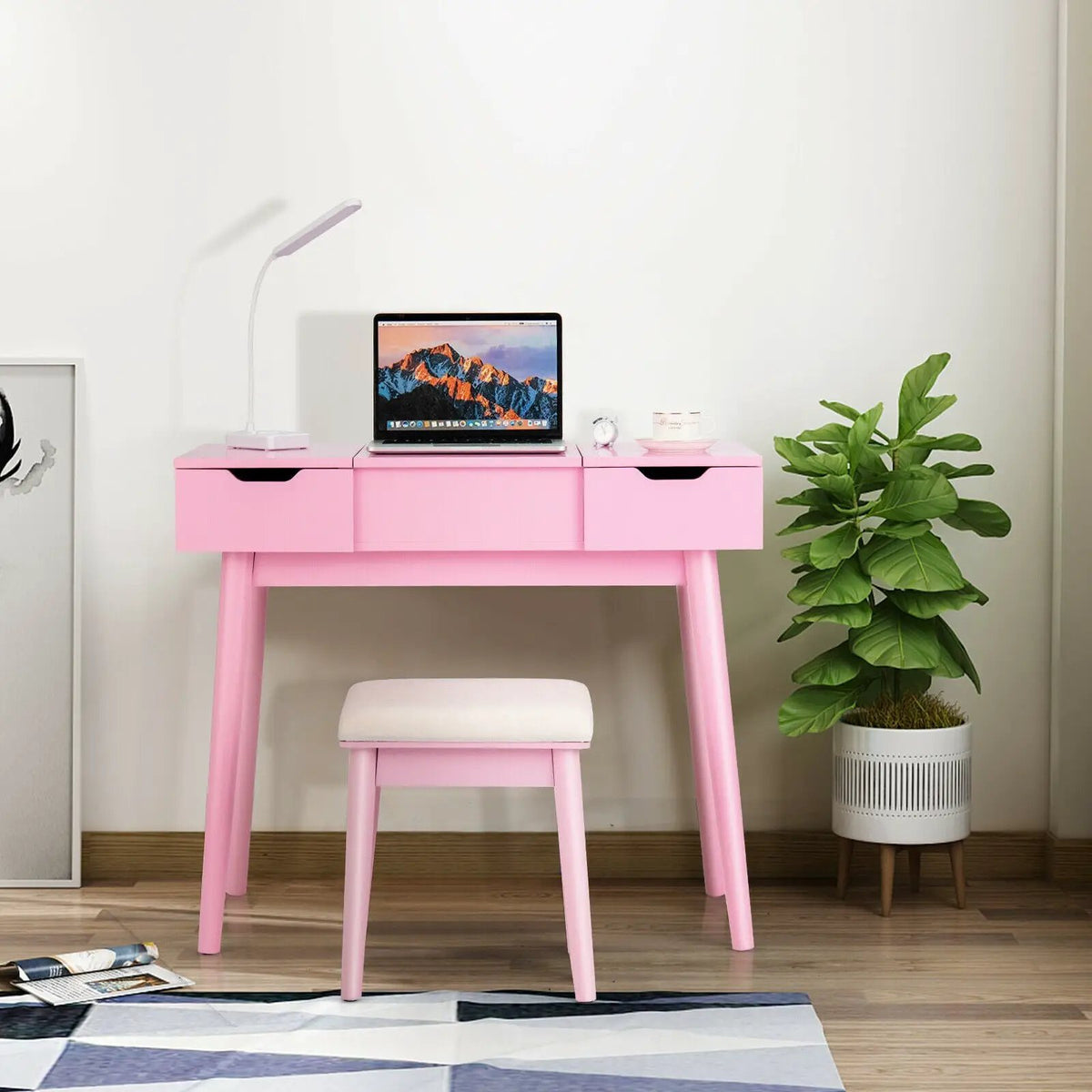 Makeup Vanity Table Set with Flip Top Mirror and 2 Drawers, photo 6 of 9