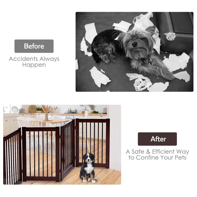 30 Inch Tall 4-Panel Freestanding Pet Gate Wooden Dog Fence by DirectDeals