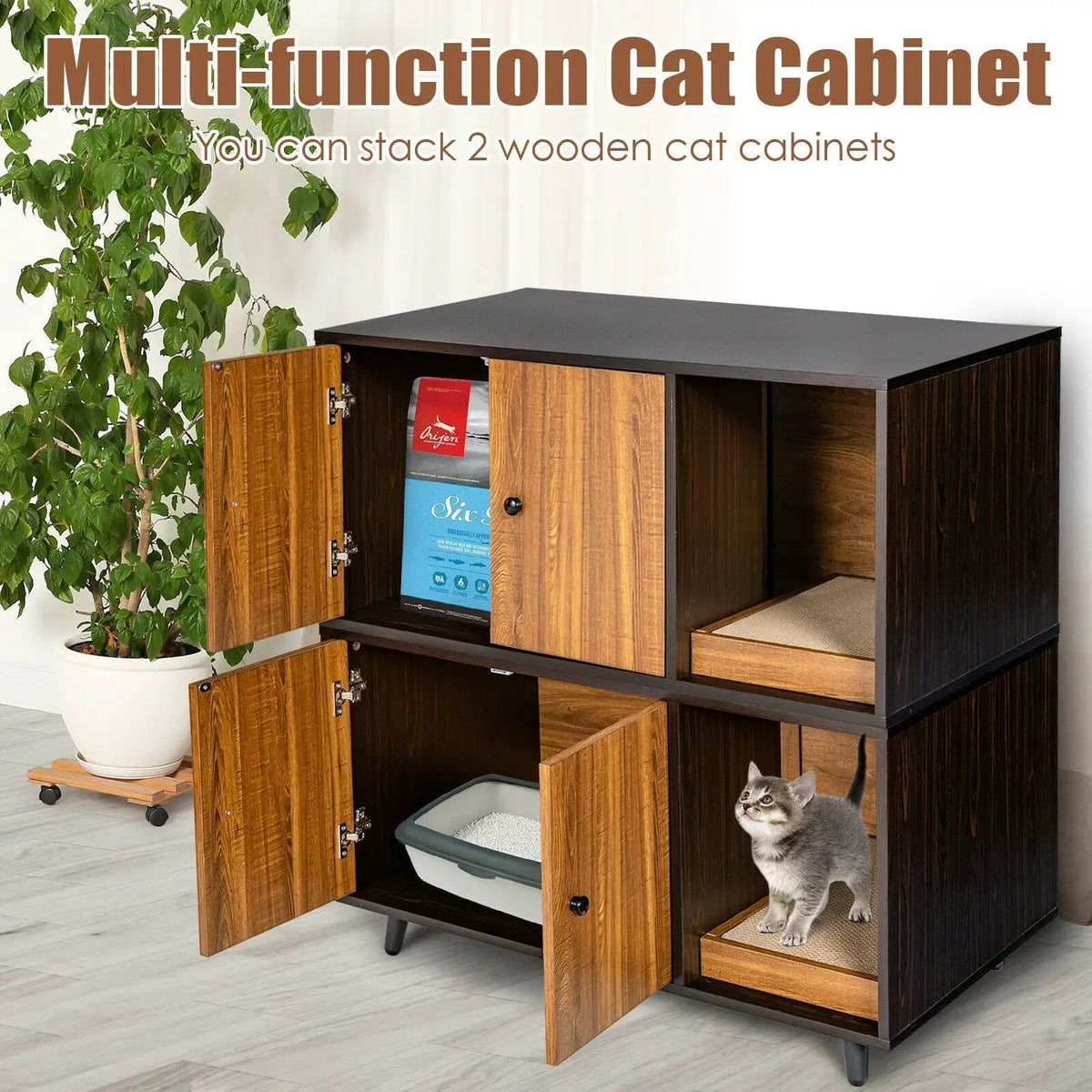 Cat Litter Box Enclosure with Divider and Double Doors, photo 2 of 10