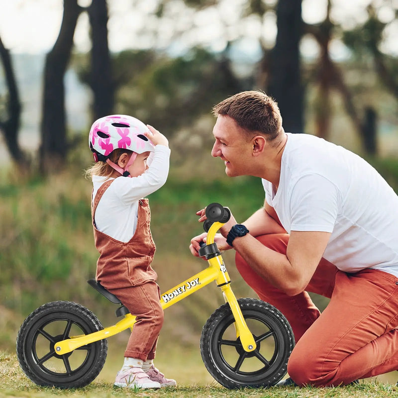 Kids No Pedal Balance Bike with Adjustable Handlebar and Seat-Yellow by DirectDeals