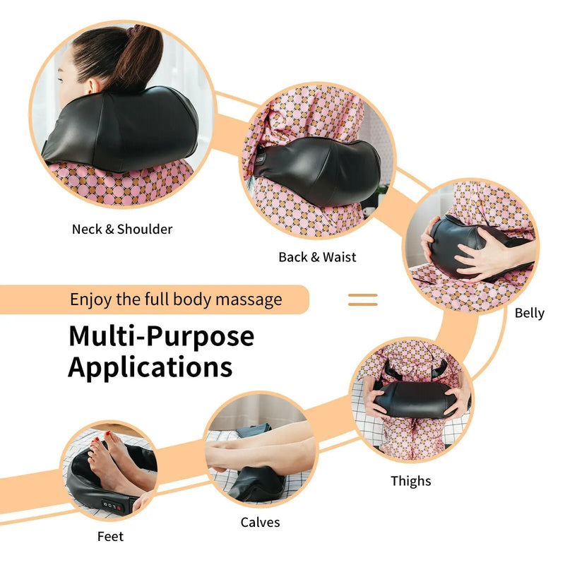 Shiatsu Neck Massager with Heat and Deep Tissue 3D-Kneading-Black by DirectDeals