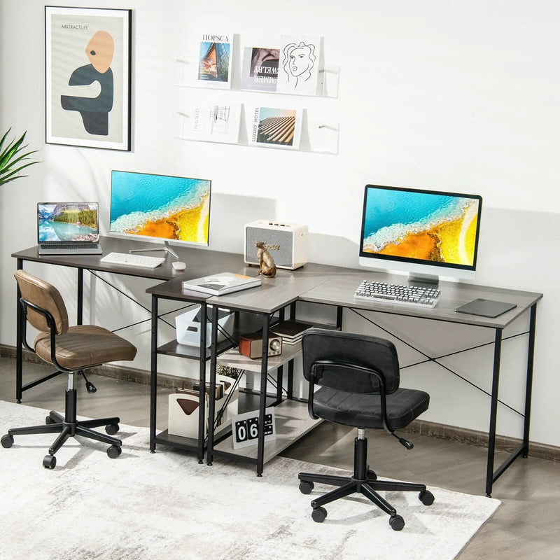 48 Inch Reversible L Shaped Computer Desk with Adjustable Shelf by DirectDeals