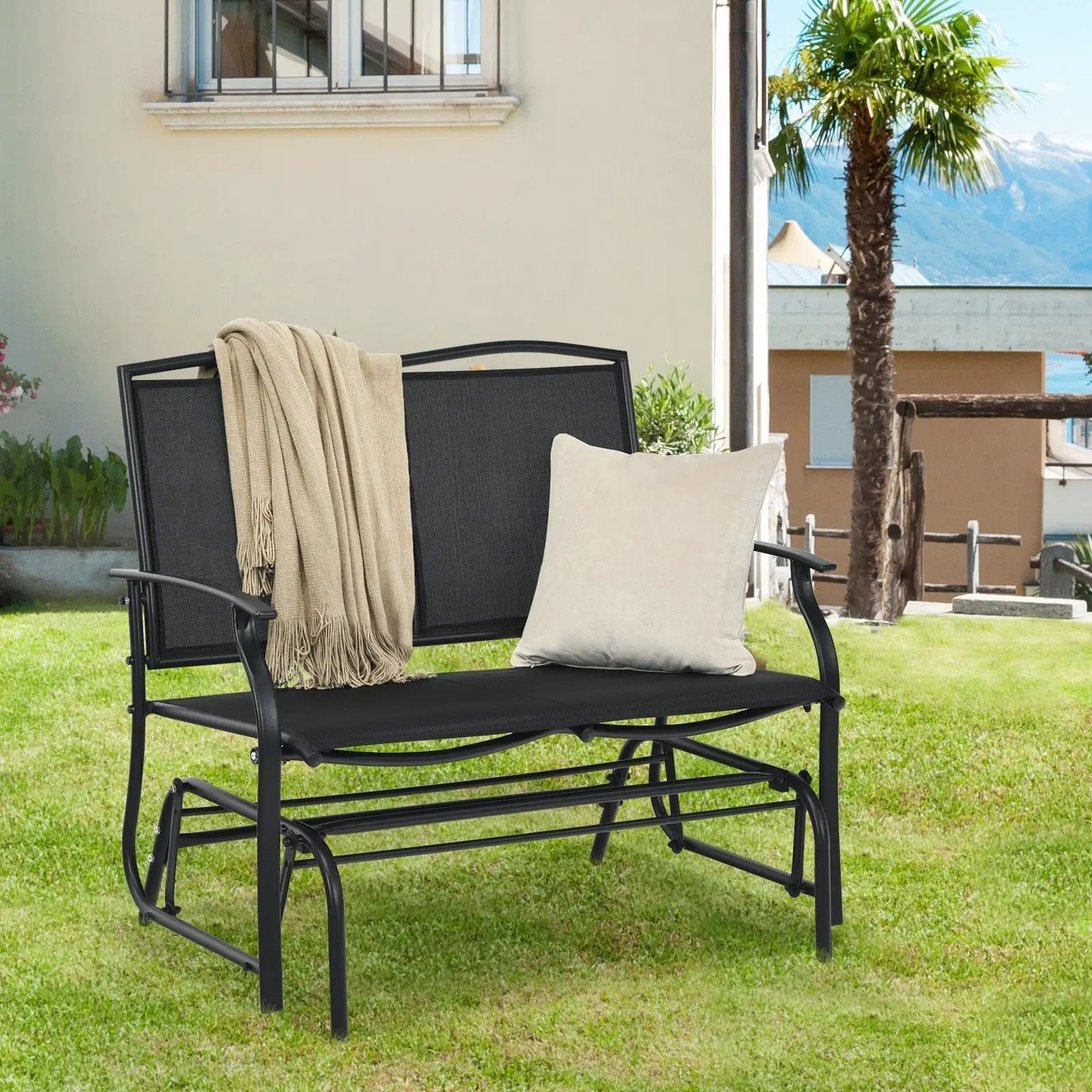 Iron Patio Rocking Chair for Outdoor Backyard and Lawn by DirectDeals