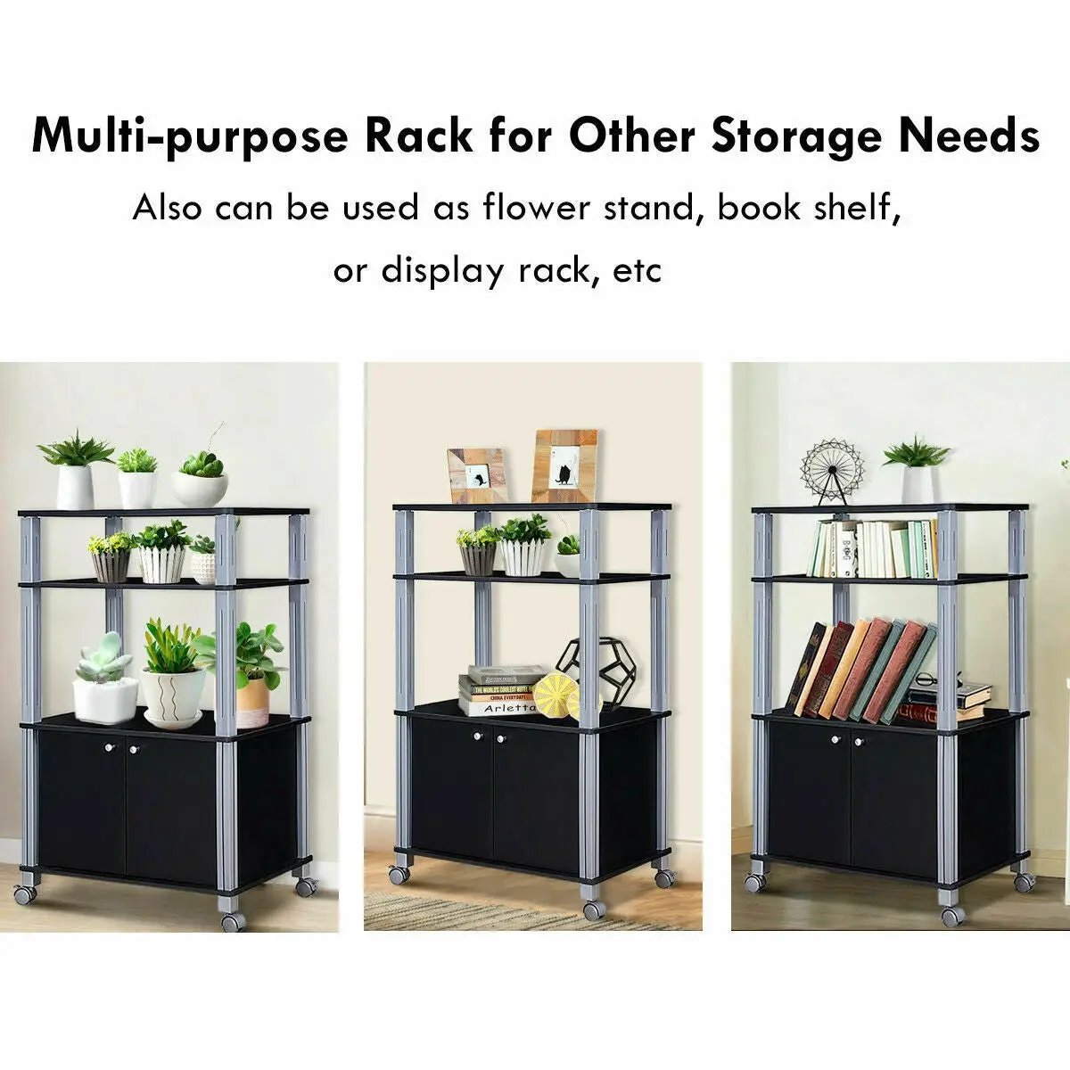 Microwave Rack Stand Rolling Storage Cart, photo 8 of 9