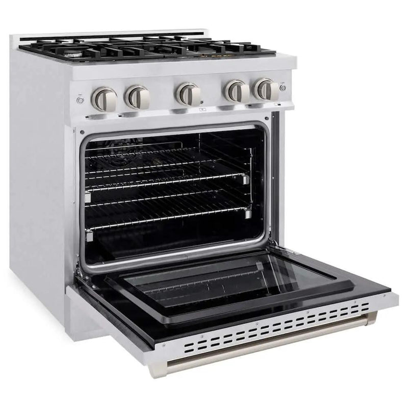ZLINE 30" Select Dual Fuel Range Gas Cooktop Electric Convection Oven DuraSnow® Stainless Steel HDRS-30 by Farmhouse Kitchen and Bath
