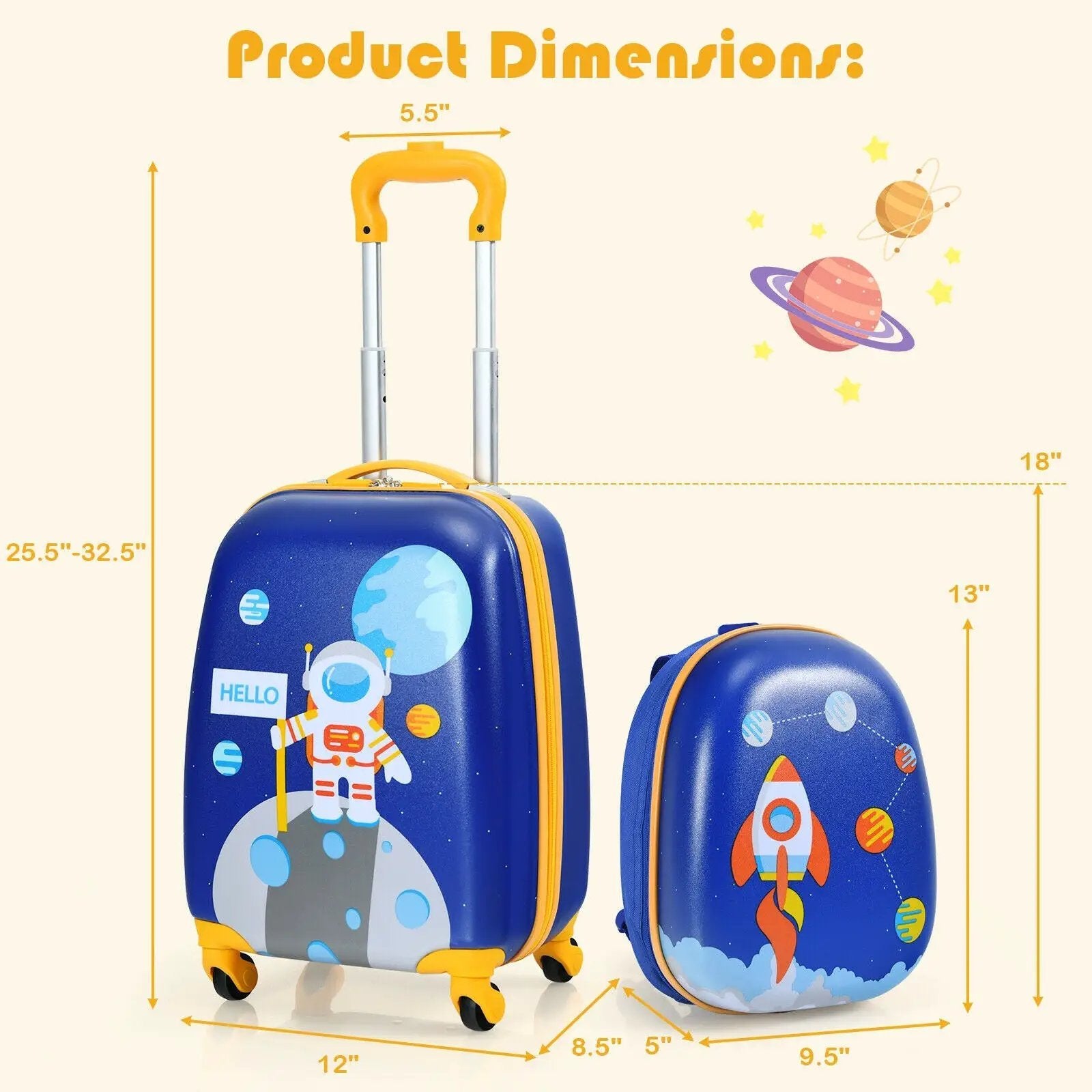 2 Pieces Kids Luggage Sets with Backpack and Suitcase for Travel by DirectDeals