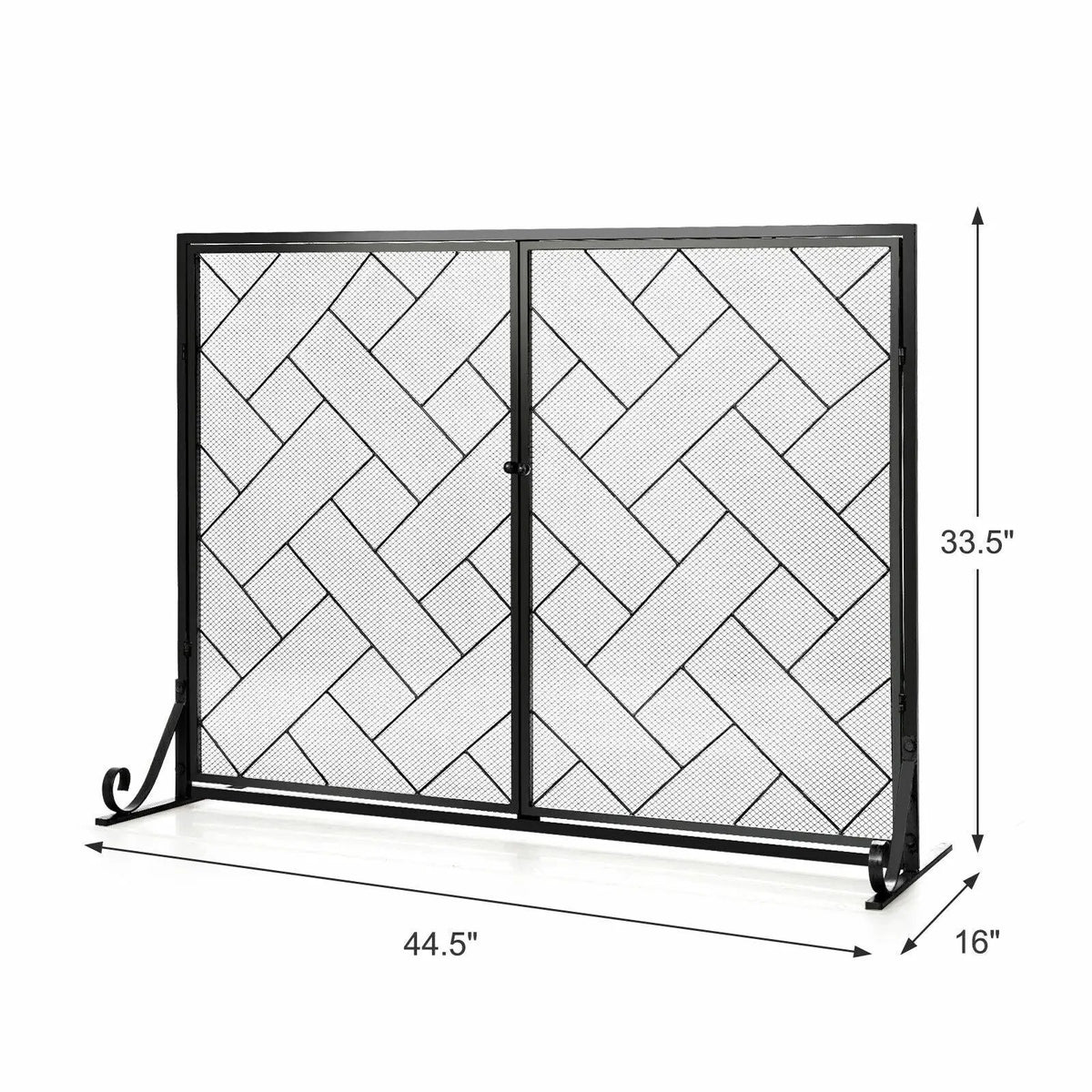 2-Panel Fireplace Screen Folding Metal Fire Place Safety Fence with Magnetic Doors, photo 7 of 16