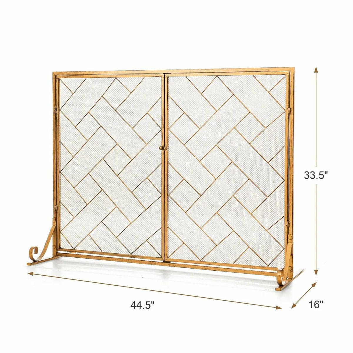 2-Panel Fireplace Screen Folding Metal Fire Place Safety Fence with Magnetic Doors, photo 8 of 16