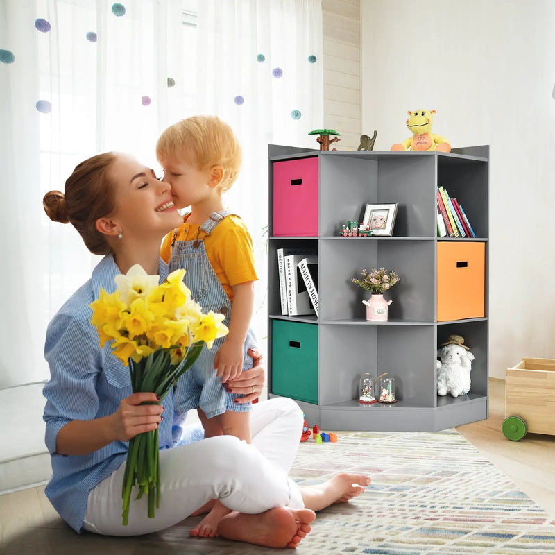 3-Tier Kids Storage Shelf Corner Cabinet with 3 Baskets by DirectDeals