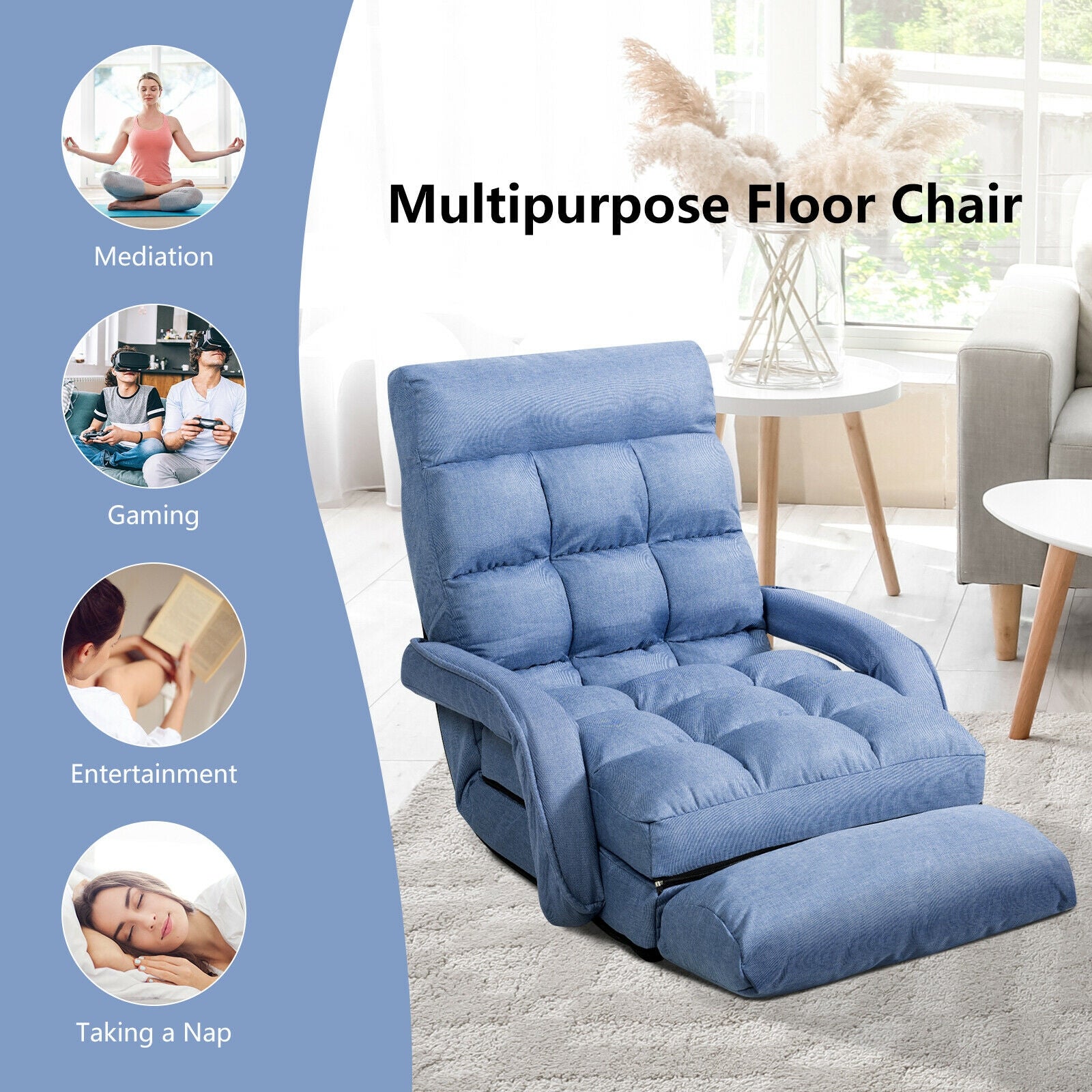 Set of 2 Folding Face Down Tanning Chair with Face Hole 3 Removable Pillows by DirectDeals