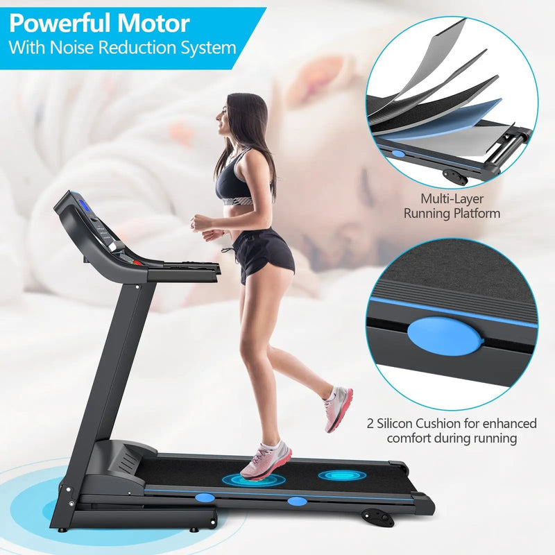 2.25 HP Folding Electric Motorized Power Treadmill with Blue Backlit LCD Display by DirectDeals