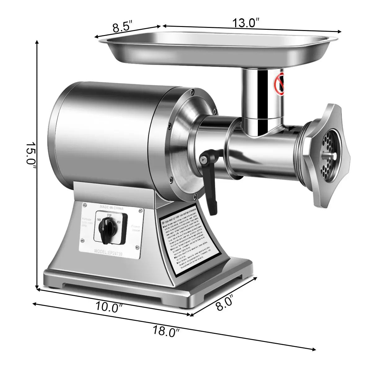 Heavy Duty 1.5HP 1100W 550LB/h Commercial Grade Meat Grinder by DirectDeals