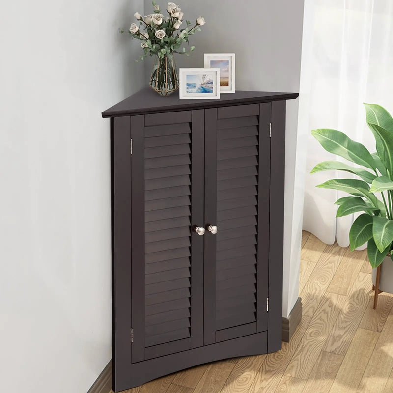 Bathroom Corner Storage Freestanding Floor Cabinet with Shutter Door by DirectDeals