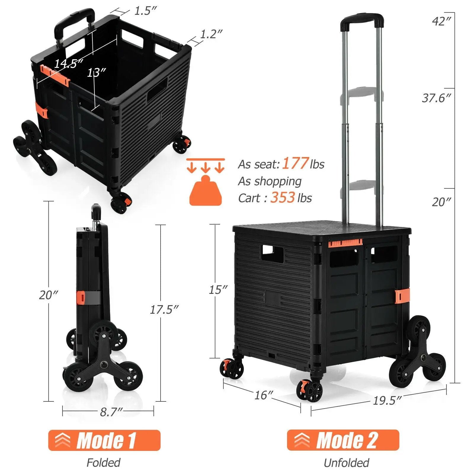 Costway Foldable Utility Cart for Travel and Shopping by DirectDeals