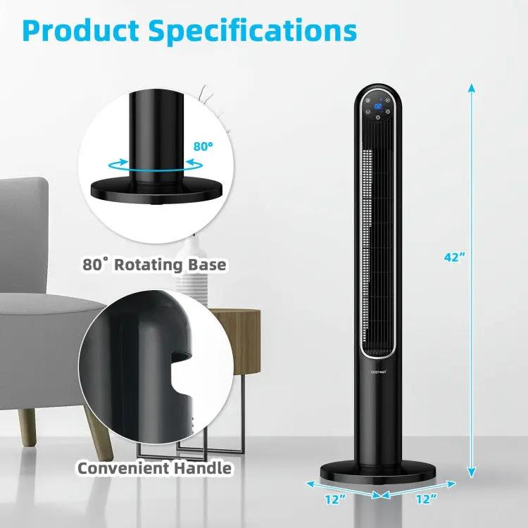 42 Inch 80 Degree Tower Fan with Smart Display Panel and Remote Control, photo 2 of 10