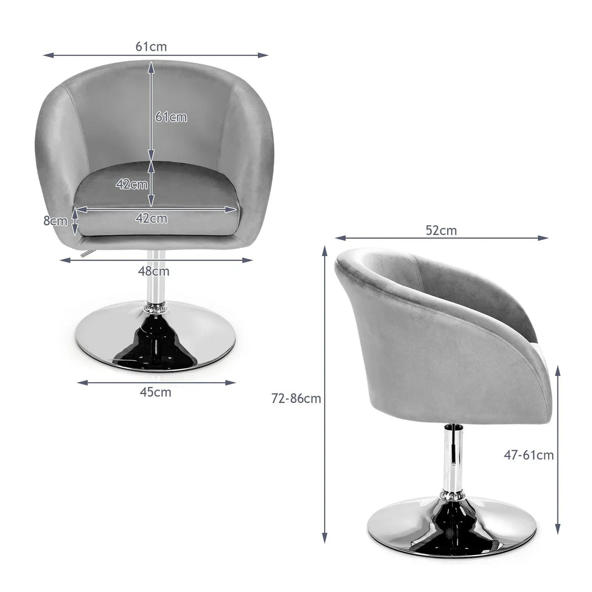 360 Degree Swivel Makeup Stool Accent Chair with Round Back and Metal Base, photo 4 of 9