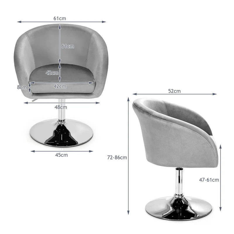360 Degree Swivel Makeup Stool Accent Chair with Round Back and Metal Base by DirectDeals