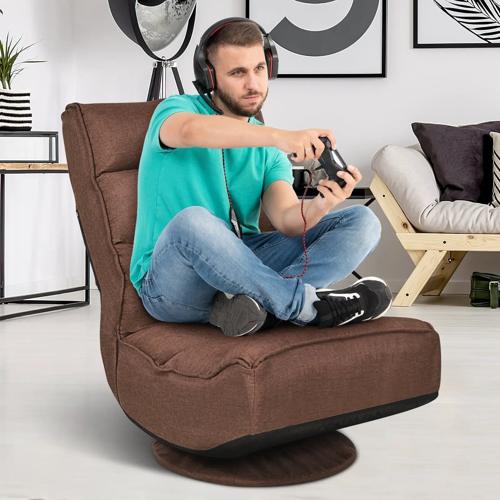 5-Position Folding Floor Gaming Chair by DirectDeals