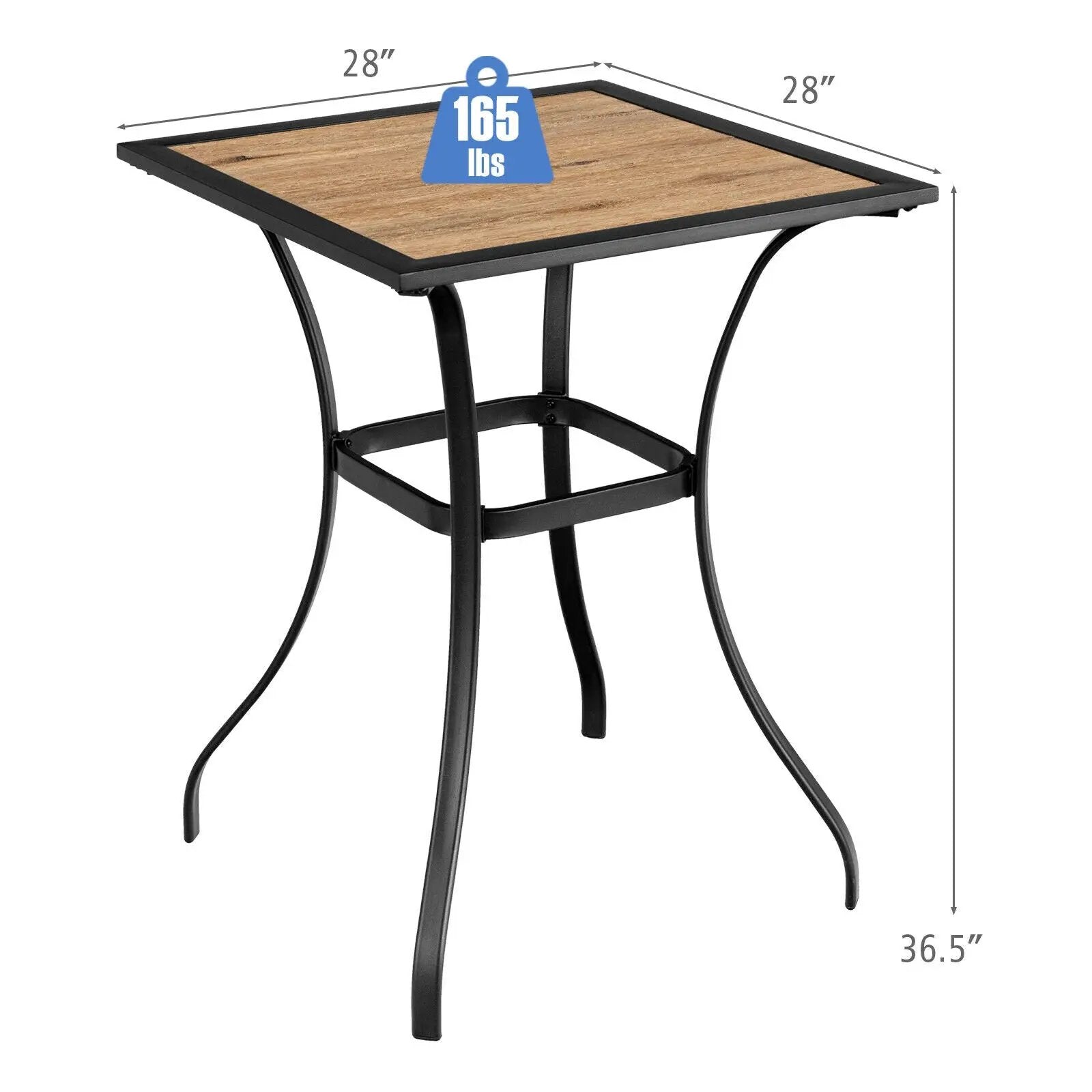 Patio Square Bar Table for Garden Backyard by DirectDeals