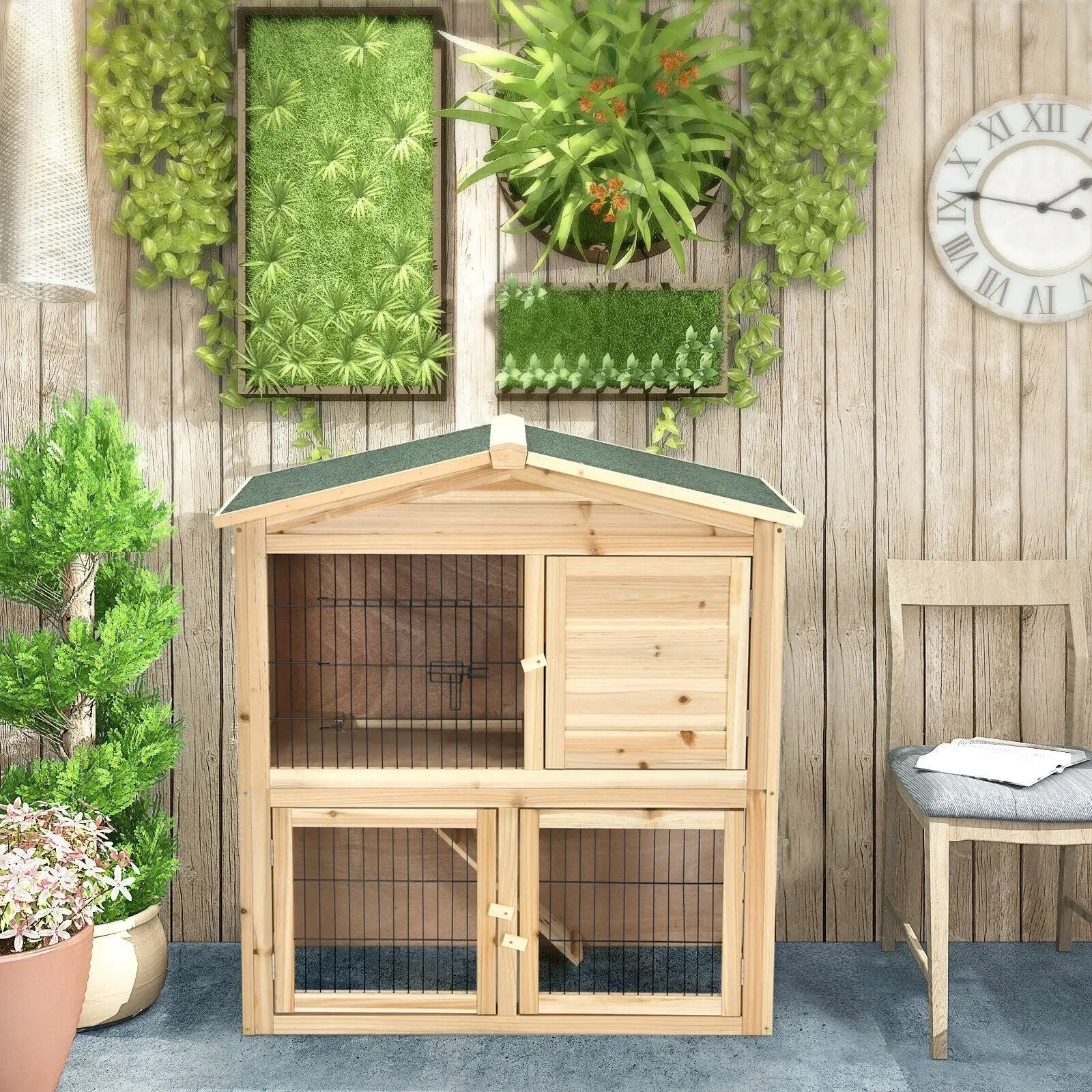35 Inch Wooden Chicken Coop with Ramp by DirectDeals