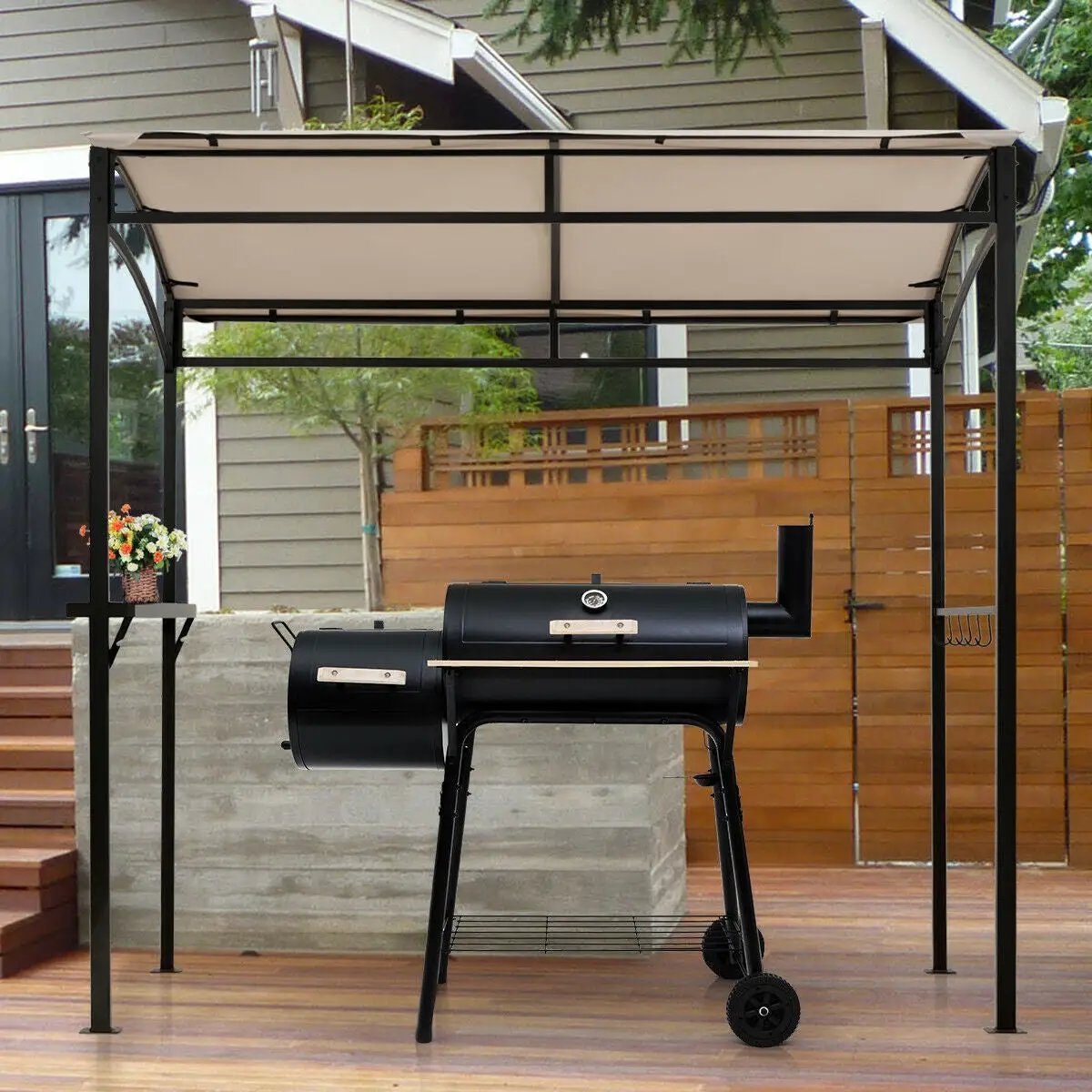 7 x 4.5 Feet Grill Gazebo Outdoor Patio Garden BBQ Canopy Shelter-Brown, photo 2 of 10