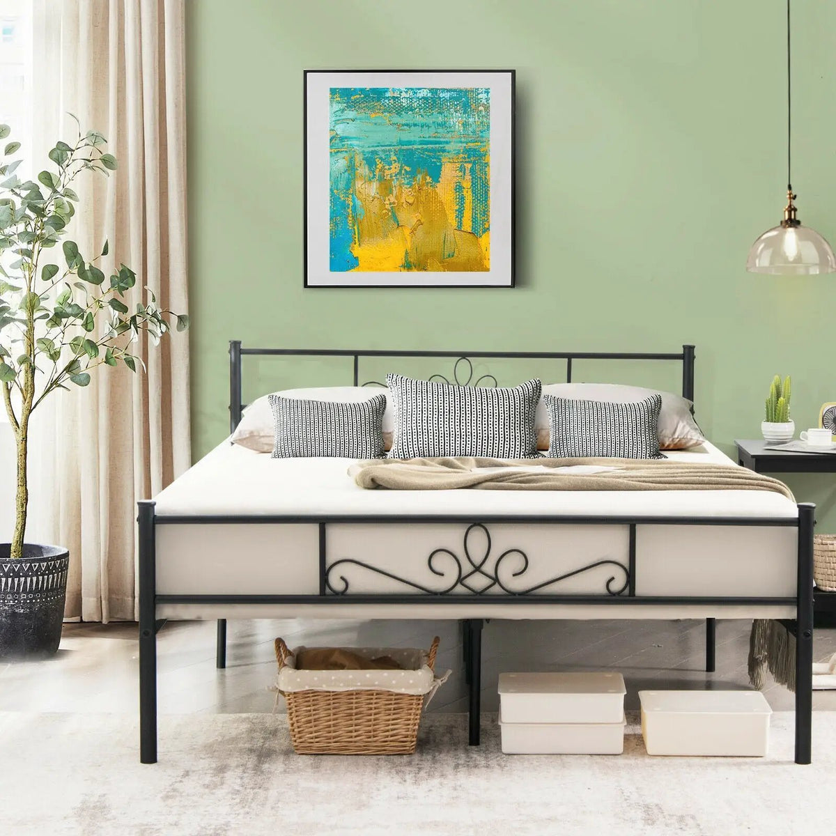 Twin/Full/Queen Size Metal Bed Frame with Headboard and Footboard, photo 2 of 10