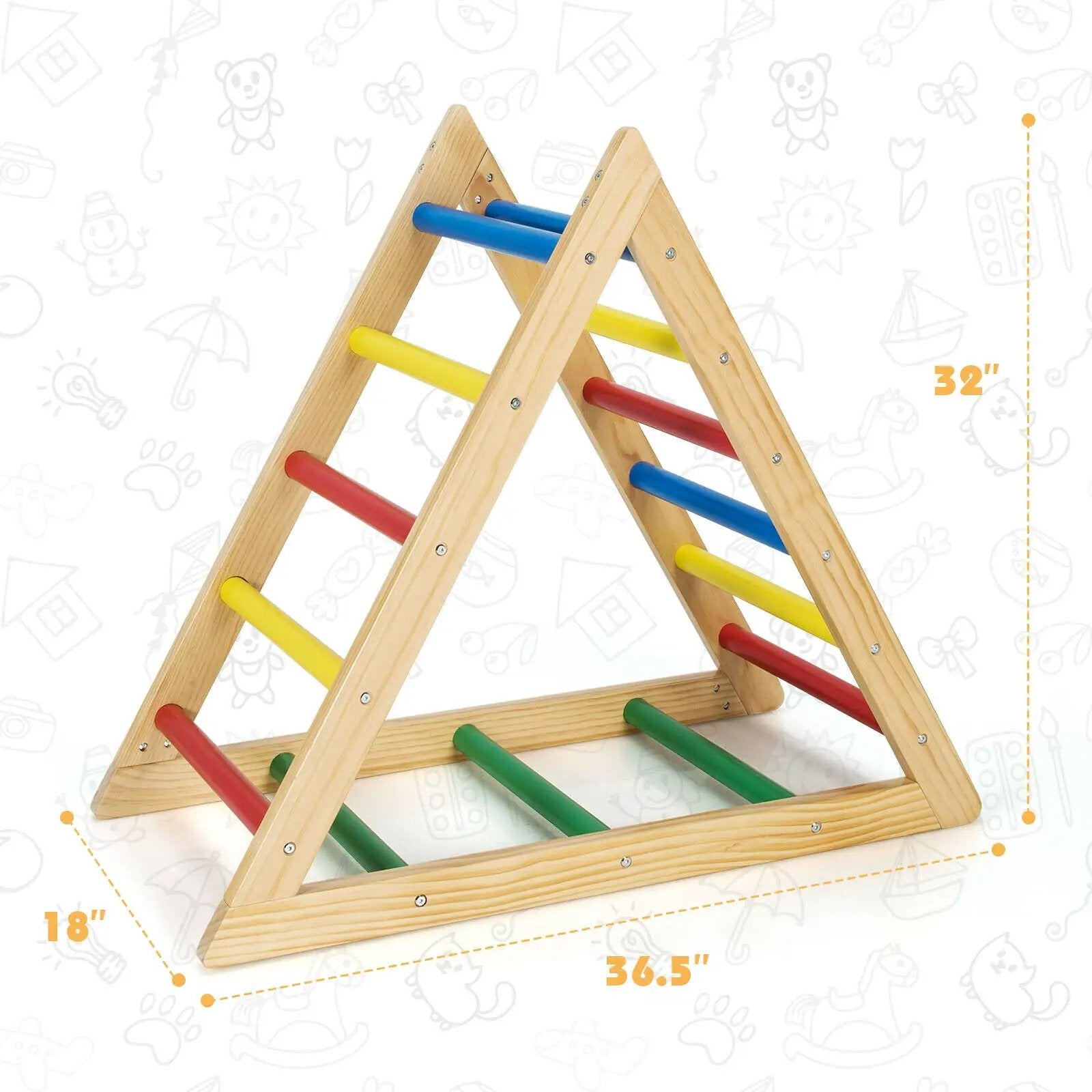 Climbing Triangle Ladder with 3 Levels for Kids-Multicolor by DirectDeals
