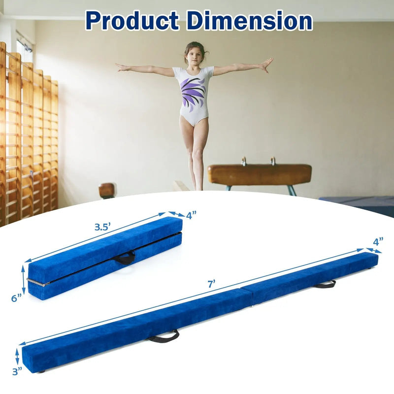 7 Feet Folding Portable Floor Balance Beam with Handles for Gymnasts by DirectDeals