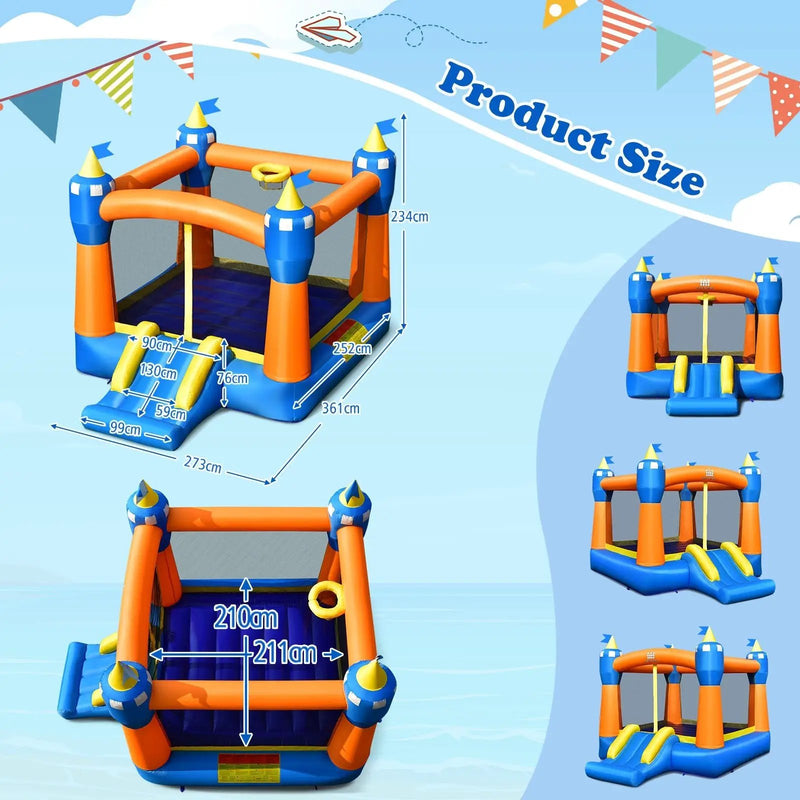 Kids Inflatable Bounce House Magic Castle with Large Jumping Area without Blower by DirectDeals
