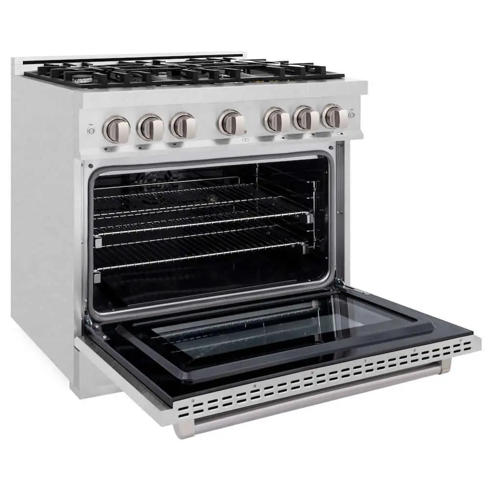 ZLINE 36" Select Dual Fuel Range Gas Cooktop Electric Convection Oven DuraSnow® Stainless Steel HDRS-36 by Farmhouse Kitchen and Bath