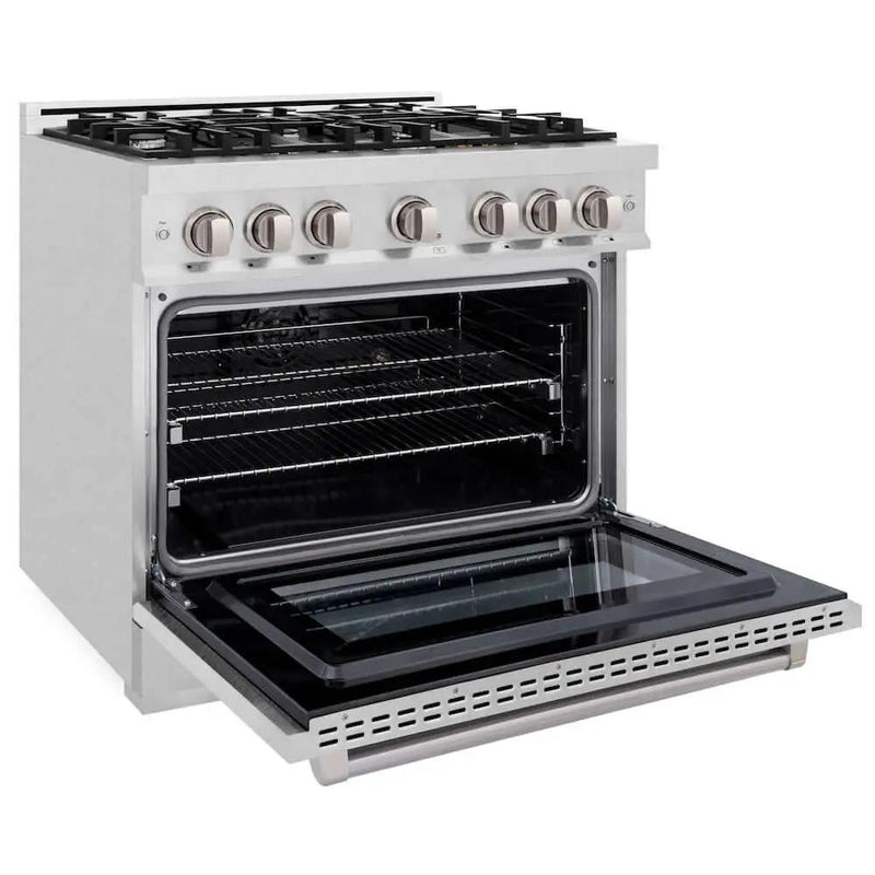 ZLINE 36" Select Dual Fuel Range Gas Cooktop Electric Convection Oven DuraSnow® Stainless Steel HDRS-36 by Farmhouse Kitchen and Bath
