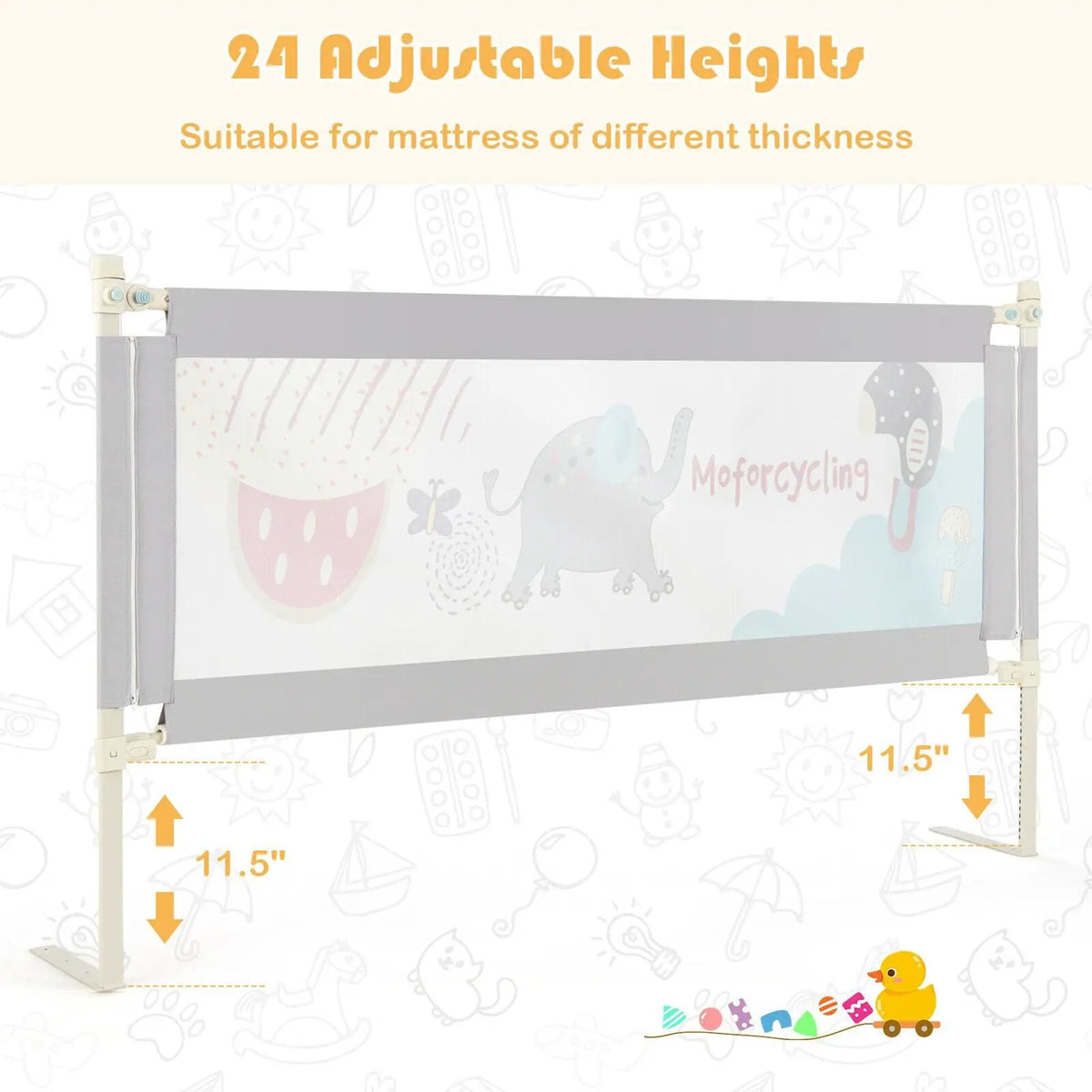 69 Inch Toddlers Vertical Lifting Baby Bedrail Guard with Lock, photo 8 of 16