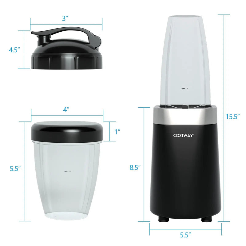1000W Portable Blender with 6-Blade Design-Black by DirectDeals