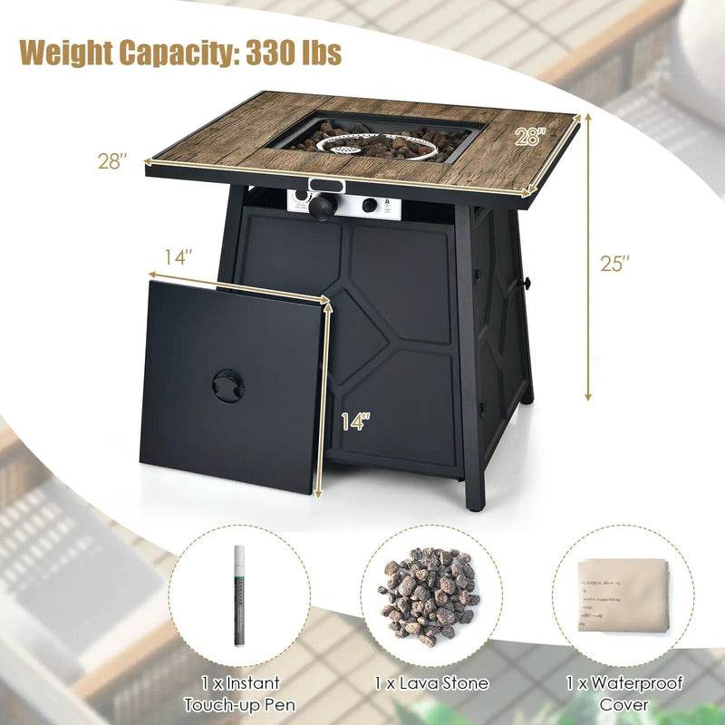 40 000 BTU 28 Inches Propane Gas Fire Pit Table With Cover by DirectDeals