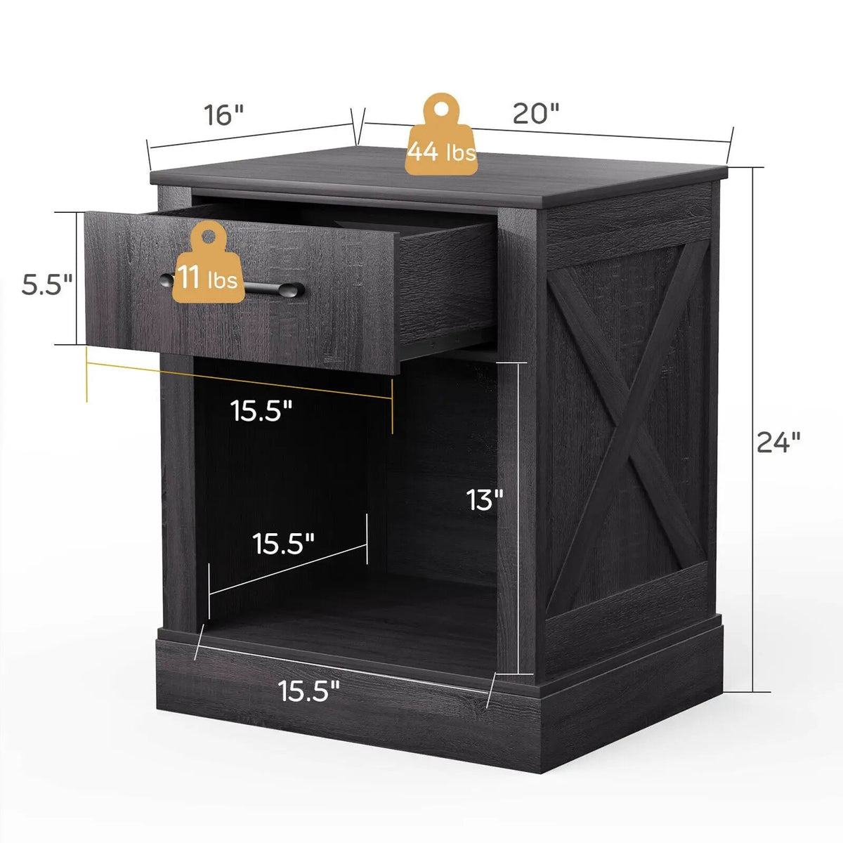 Compact Nightstand with Drawer and Shelf, photo 12 of 24