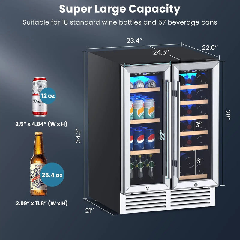 24 Inch Dual Zone Wine and Beverage Cooler-Silver by DirectDeals
