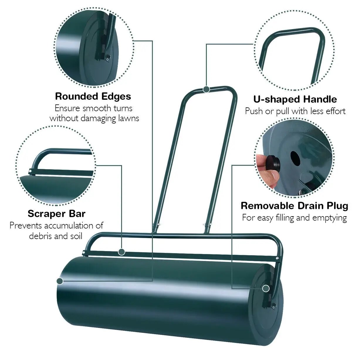 24 x 13 Inch Tow Lawn Roller Water Filled Metal Push Roller by DirectDeals