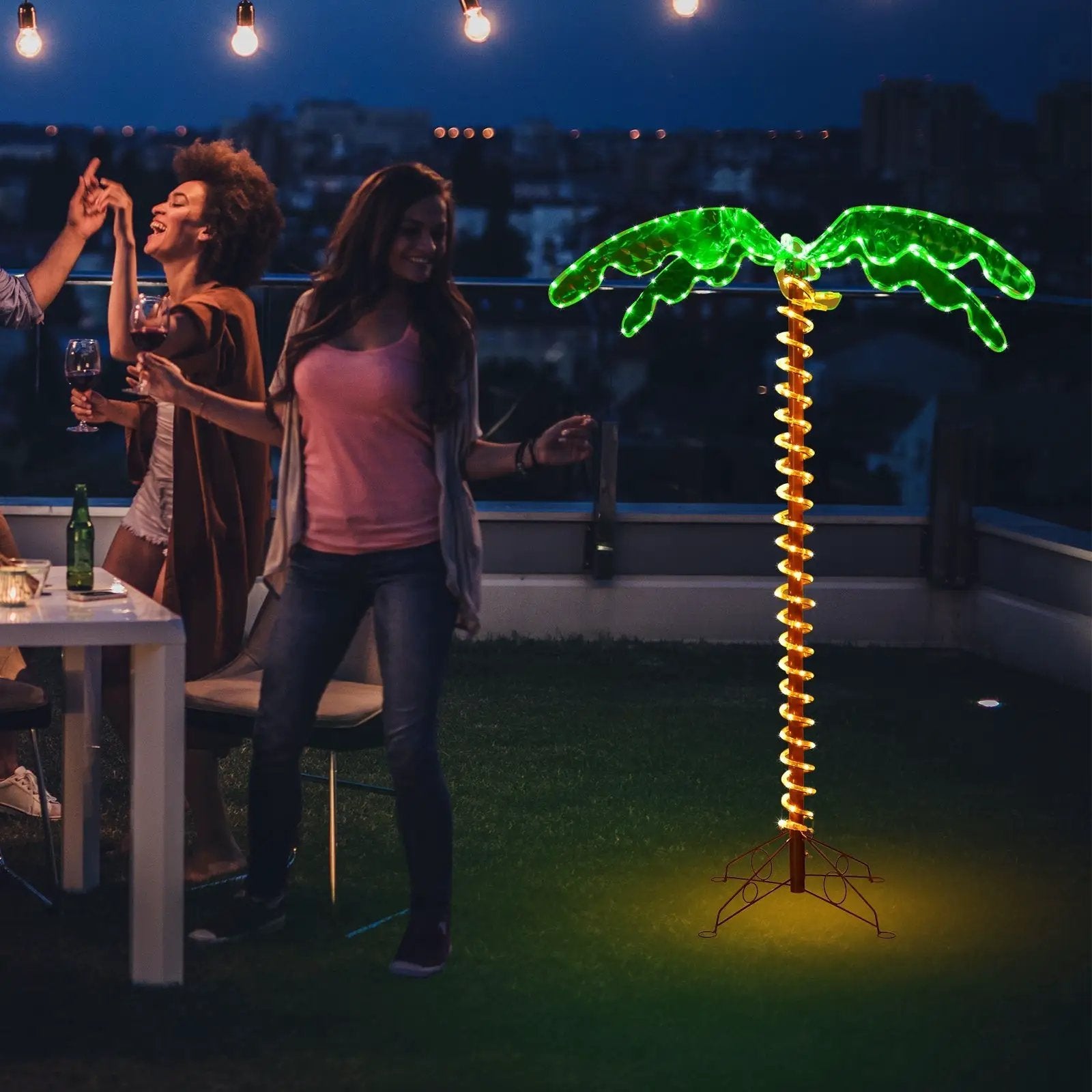 5 Feet LED Pre-lit Palm Tree Decor with Light Rope by DirectDeals