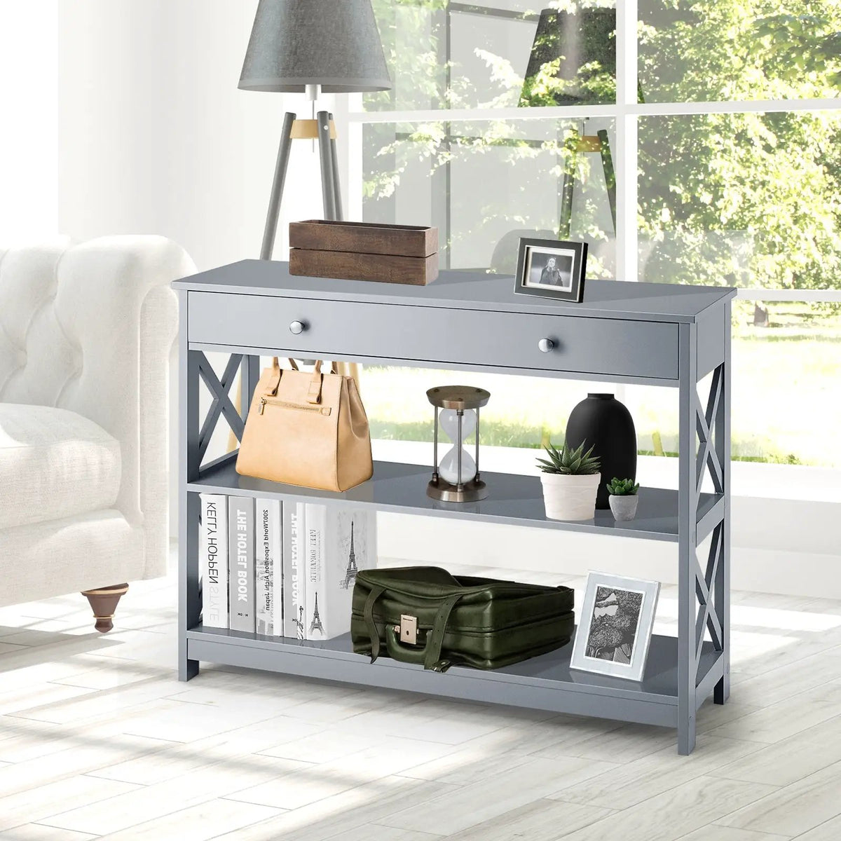Console Table 3-Tier with Drawer and Storage Shelves, photo 4 of 48
