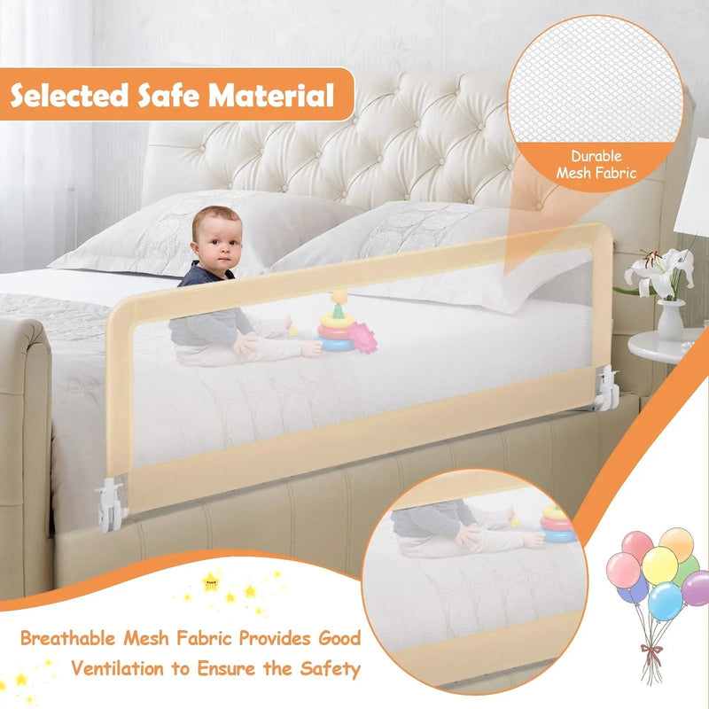 59 Inch Folding Breathable Baby Bed Rail Guard with Safety Strap by DirectDeals