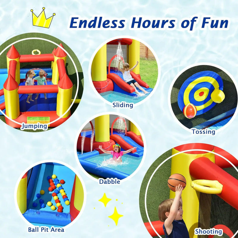 Inflatable Water Slide Castle Kids Bounce House with 480W Blower by DirectDeals