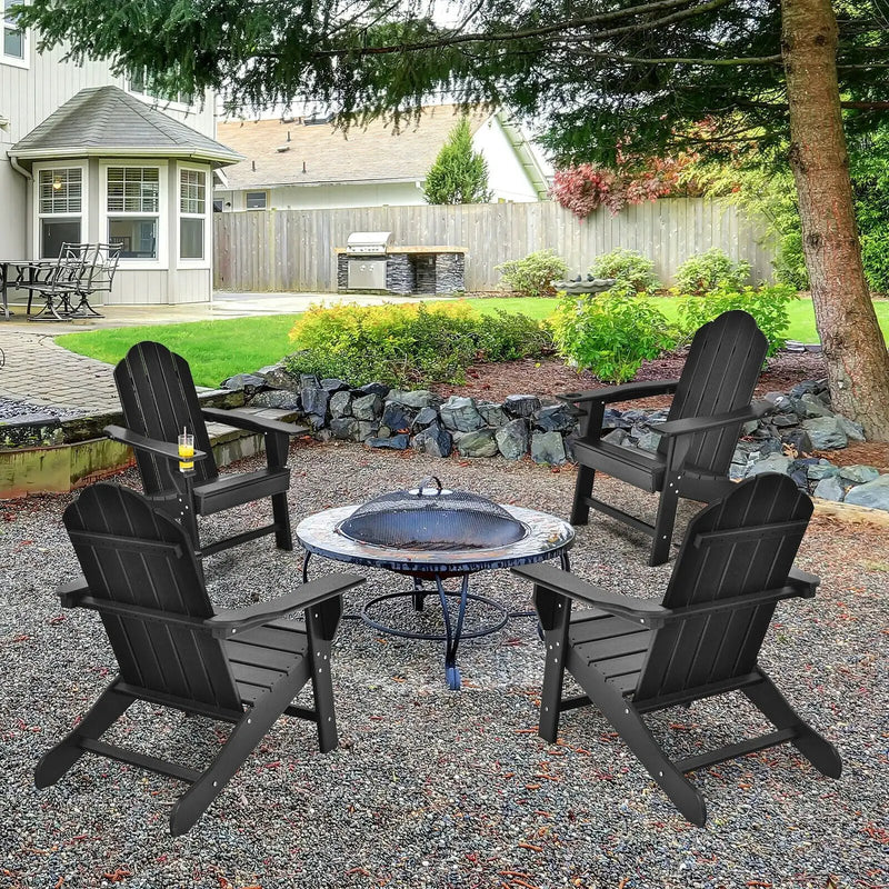 Outdoor Adirondack Chair with Built-in Cup Holder for Backyard Porch by DirectDeals