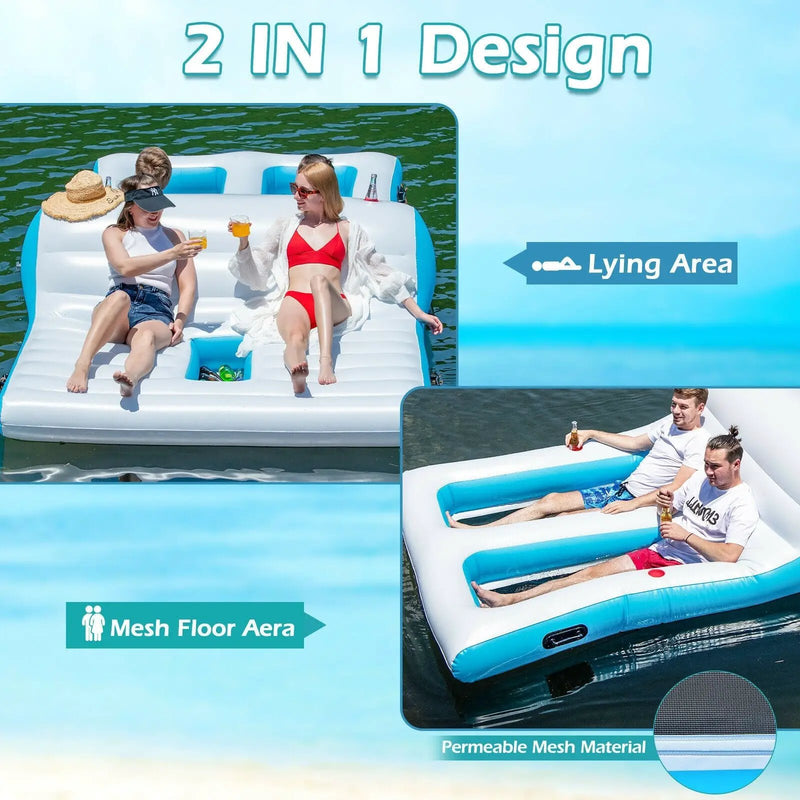 Floating 4 Person Inflatable Lounge Raft with 130W Electric Air-White by DirectDeals