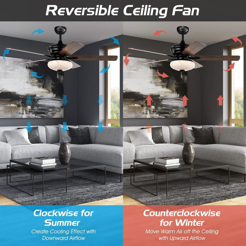 52 Inch Ceiling Fan with 3 Wind Speeds and 5 Reversible Blades by DirectDeals