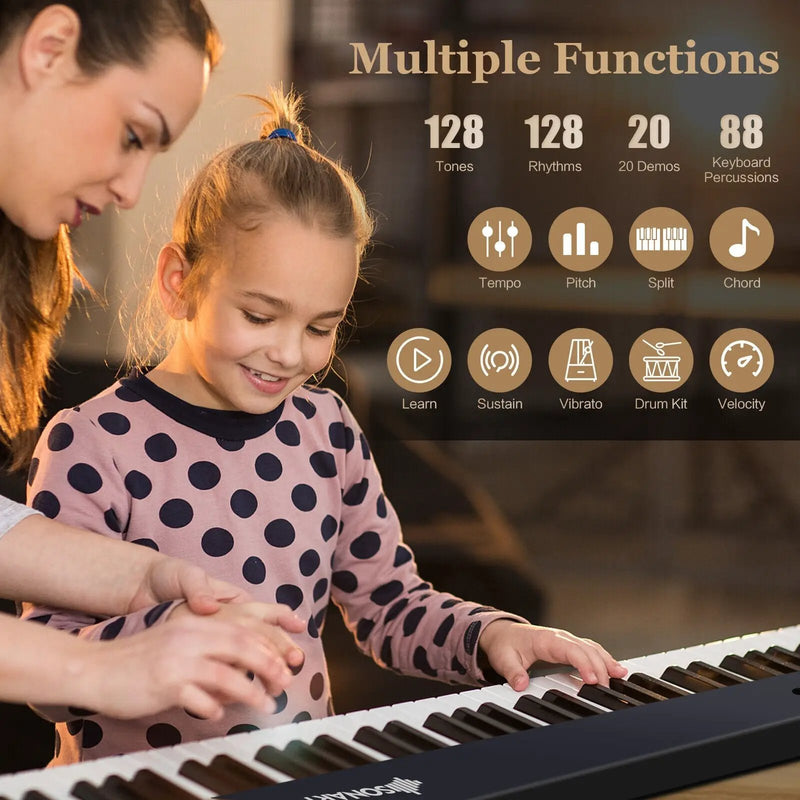 88-Key Folding Electric Lighted Piano Full-Size Portable Keyboard MIDI by DirectDeals