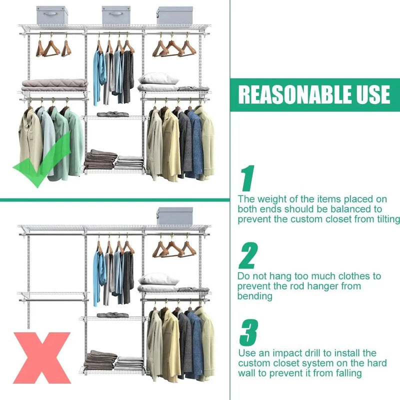Adjustable Wall Mounted Closet Rack System with Shelf by DirectDeals