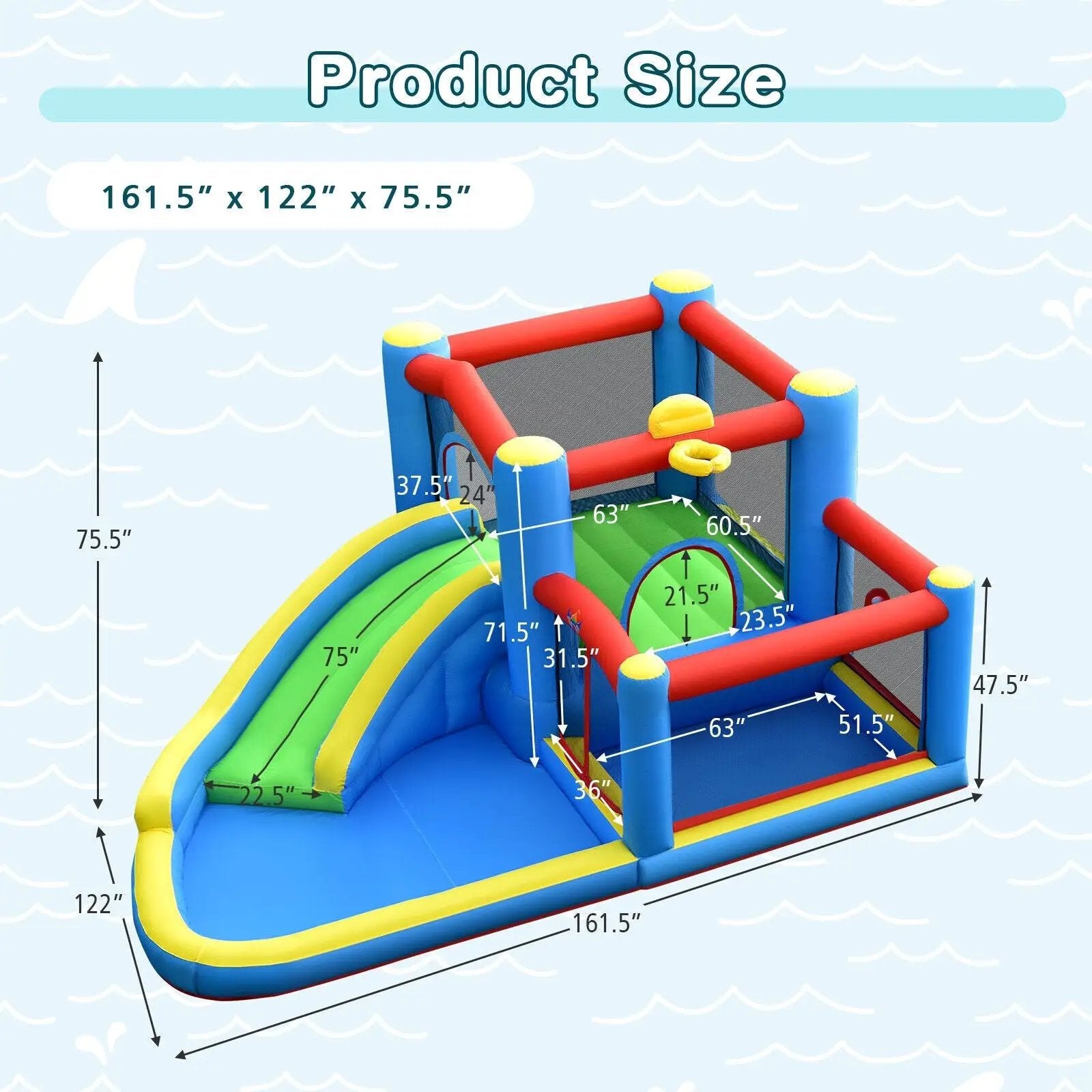 Inflatable Kids Water Slide Outdoor Indoor Slide Bounce Castle without Blower by DirectDeals