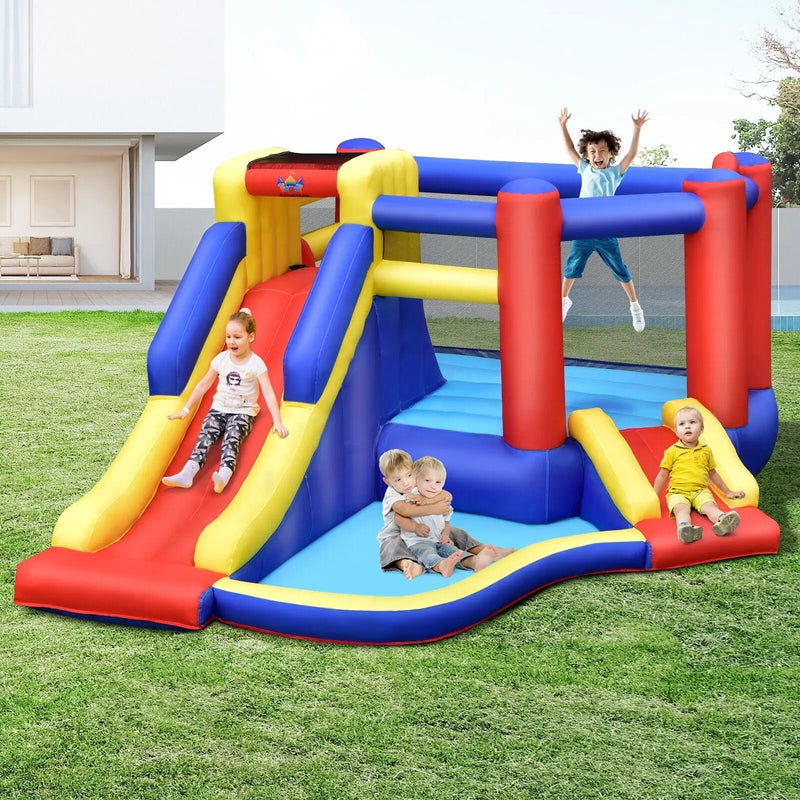 Kids Inflatable Bouncy Castle with Double Slides without Air Blower by DirectDeals